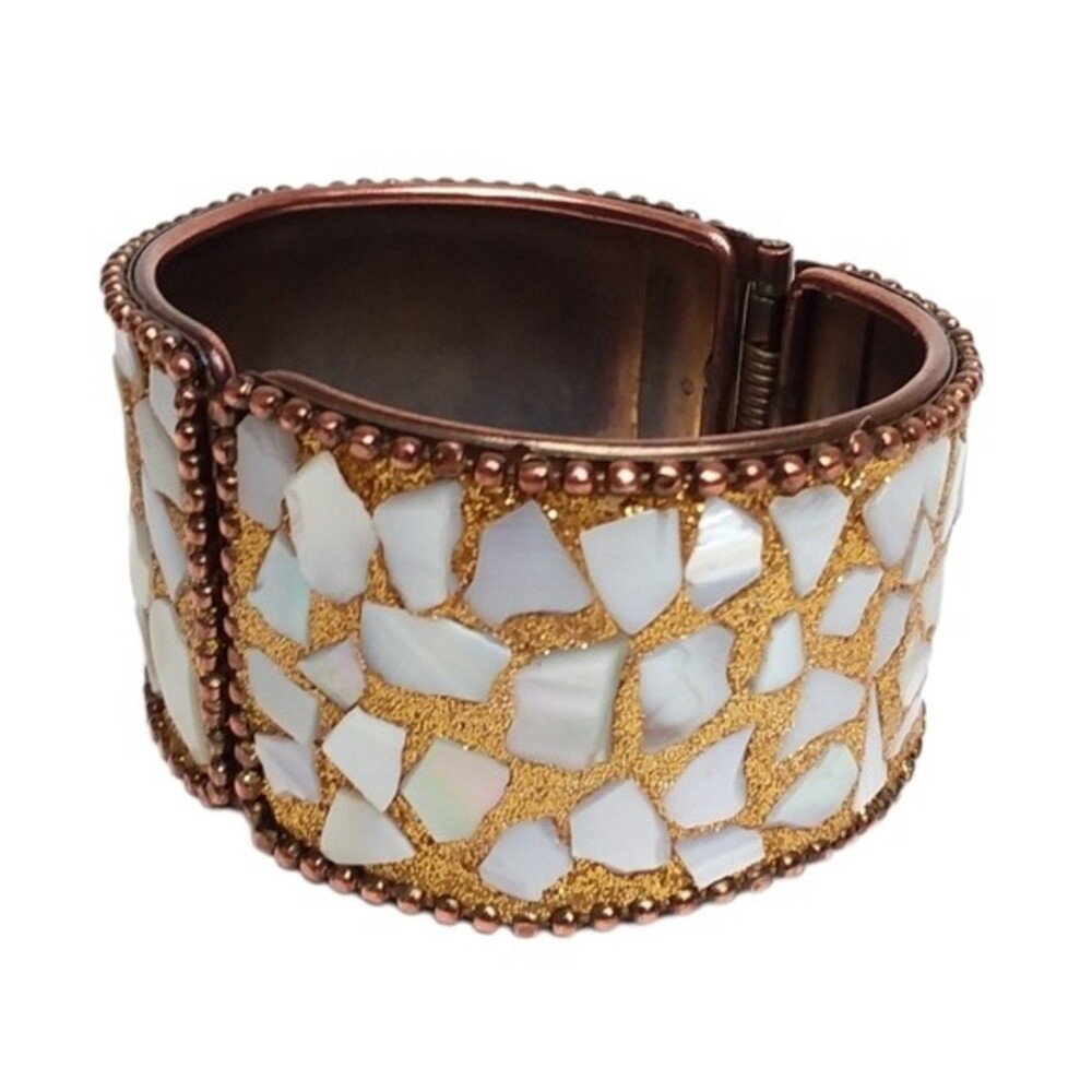 Copper Mother Of Pearl Chip Glitter Bracelet